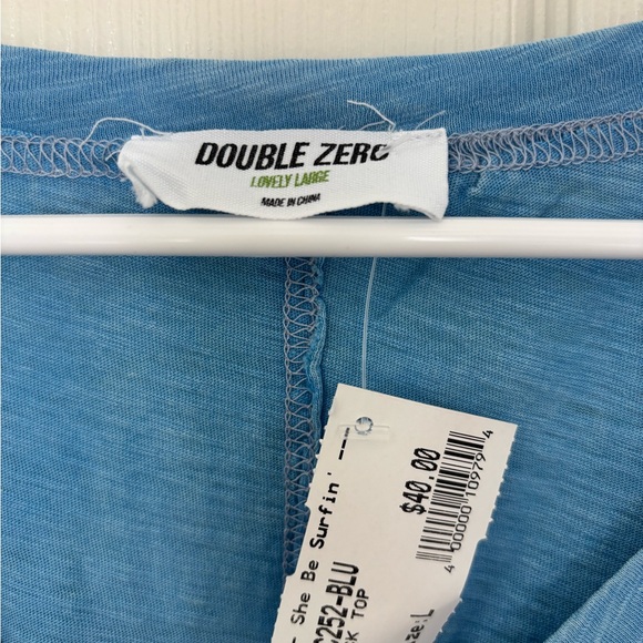Double Zero Blue V-Neck Short Sleeve Tee - Picture 3 of 13
